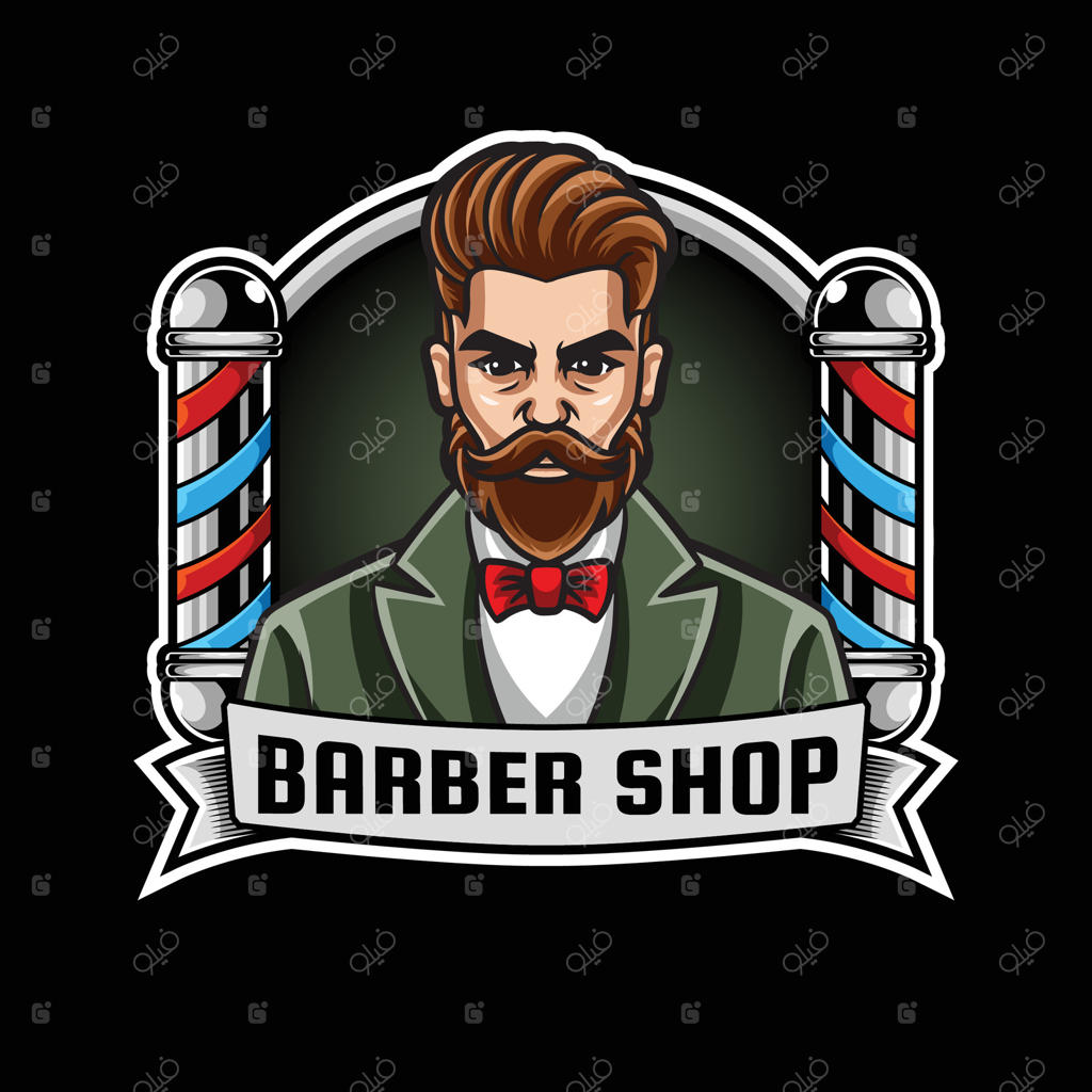 لوگوی کارتونی آرایشگاه و کوتاهی مو