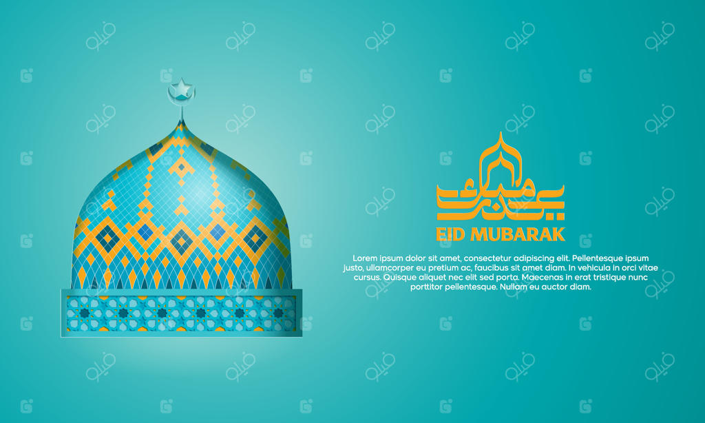 رمضان کریم: طرح موزاییکی رنگارنگ مسجد اسلامی برای بنر و کارت تبریک