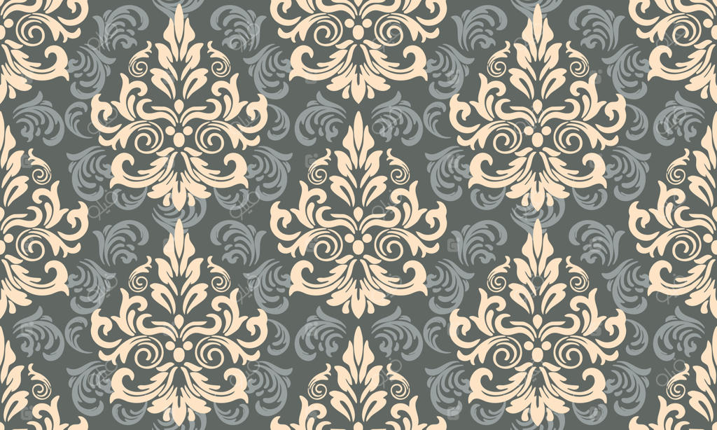 طرح داماسک بر سطح یکپارچه زیتونی تیره