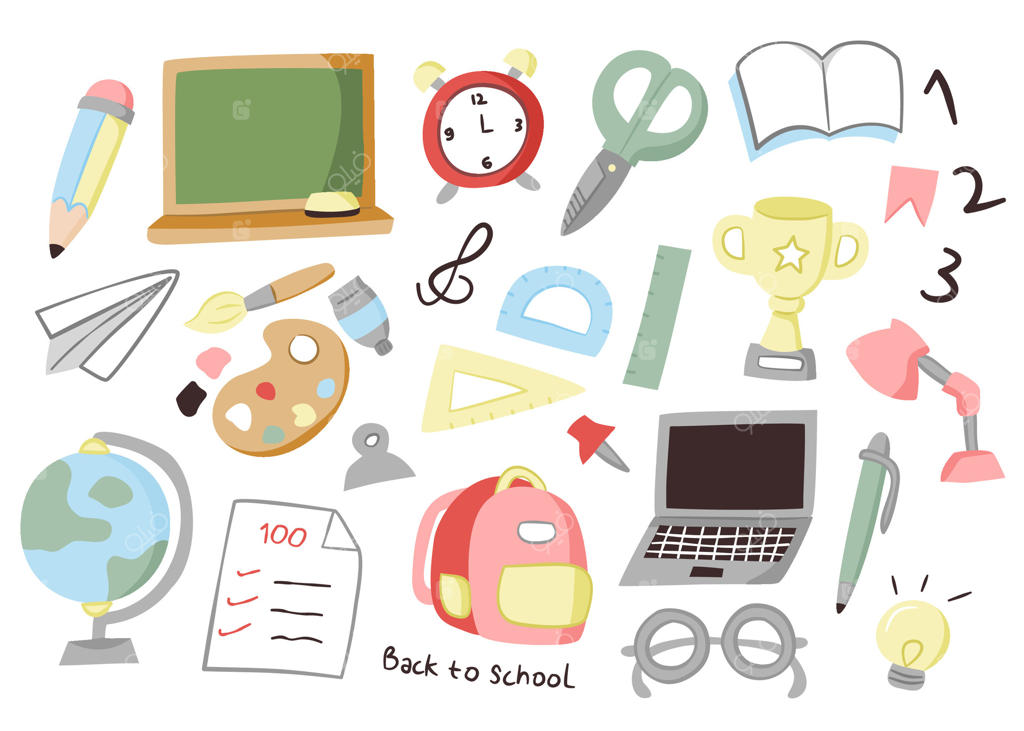 تصویرسازی دستی از وسایل بازگشت به مدرسه