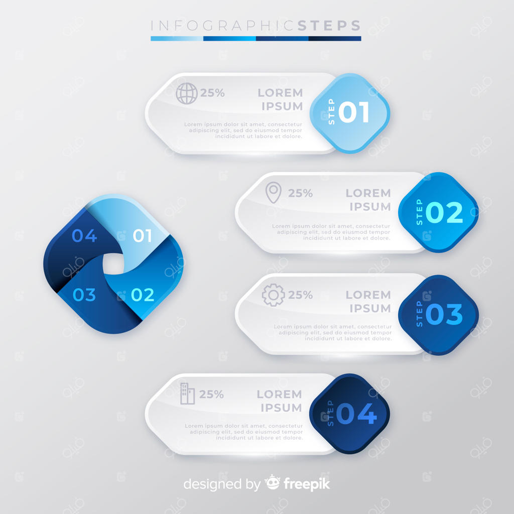 اینفوگرافیک مراحل با گرادیانت رنگارنگ