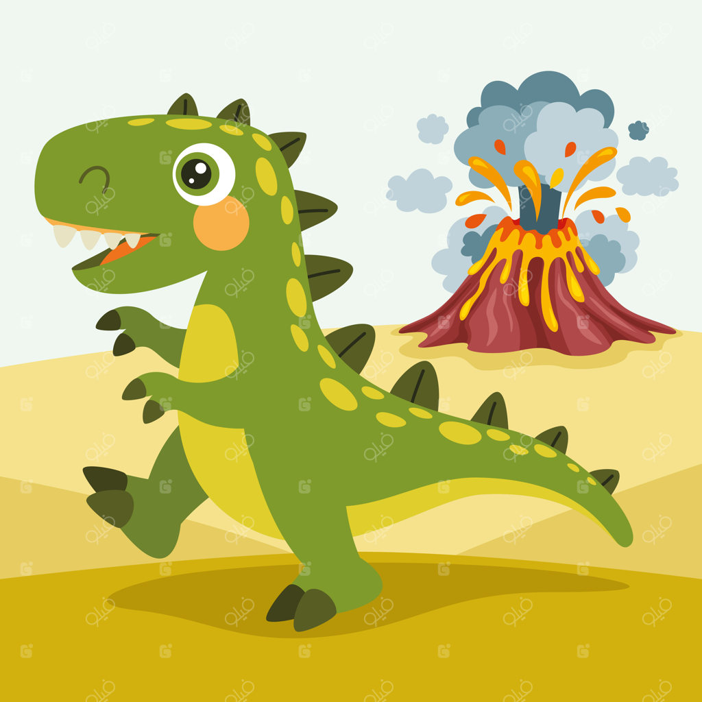 نقاشی کارتونی دایناسور