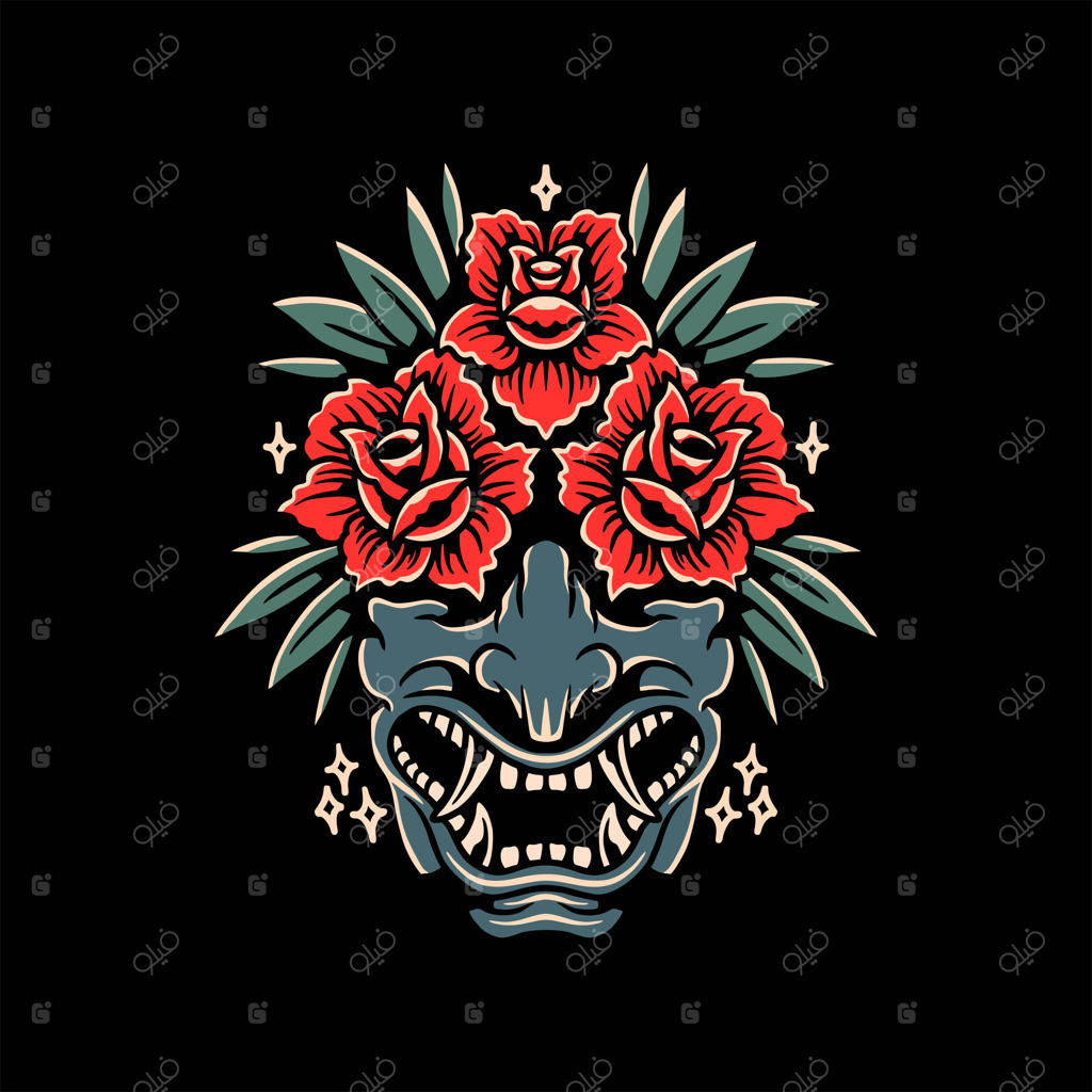 طرح وکتوری ماسک اونی و خالکوبی گل رز