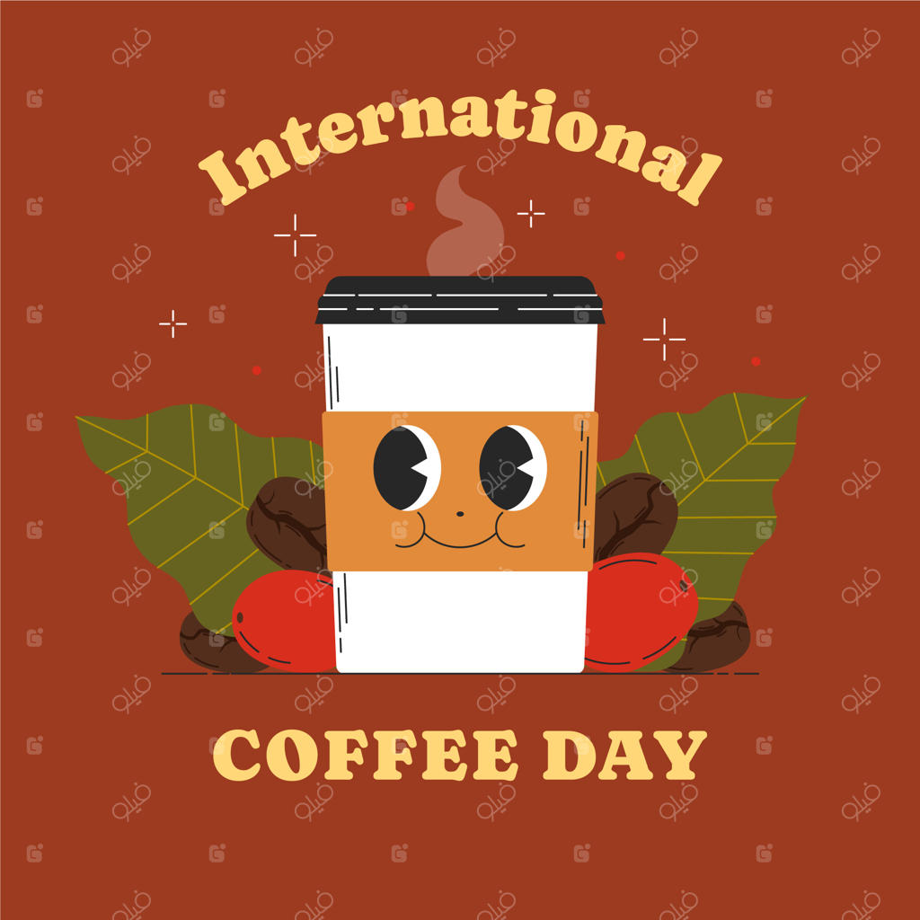 تصویرسازی تخت برای جشن روز جهانی قهوه