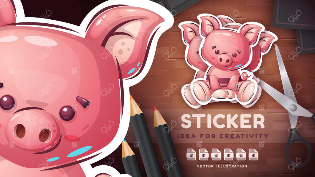 پترن یکپارچه شخصیت کارتونی خوک دوست‌داشتنی