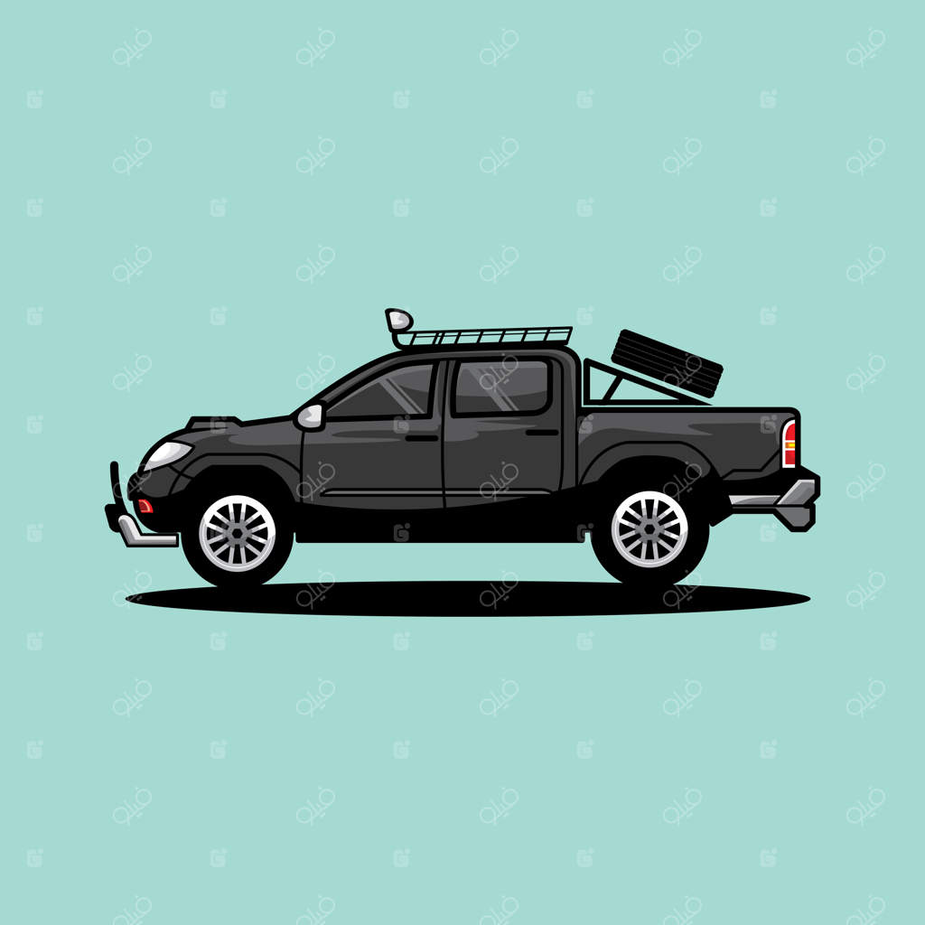 تصویر وکتور کارتونی خودروی دو کابین بامزه