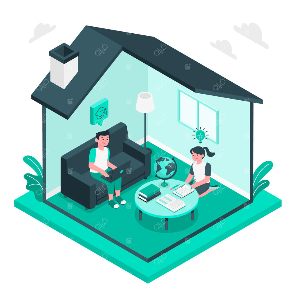 تصویرسازی مفهوم تحصیل کودکان در خانه