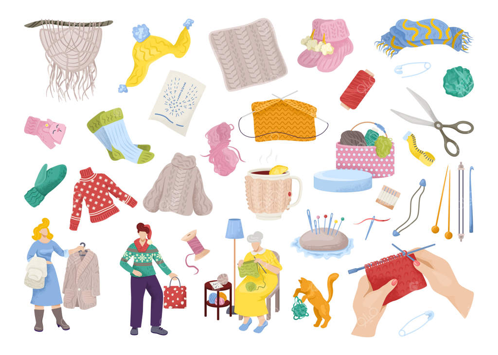 ست لباس بافتنی: مجموعه لباس‌های زمستانی گرم و نرم، شامل کلاه و ژاکت