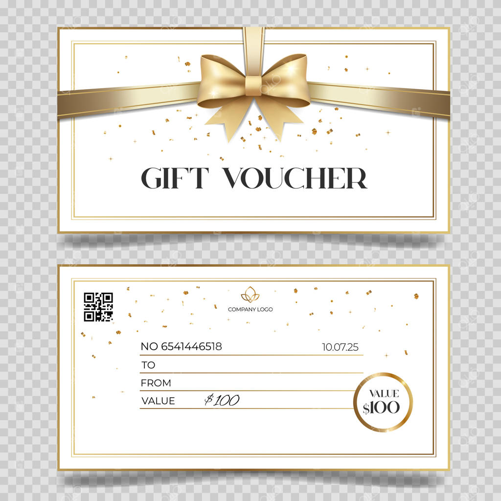 کارت هدیه با پاپیون طلایی. قالب زیبا برای کارت هدیه یا کوپن. کارت هدیه شیک. پیشنهاد تبلیغاتی یا تراکت