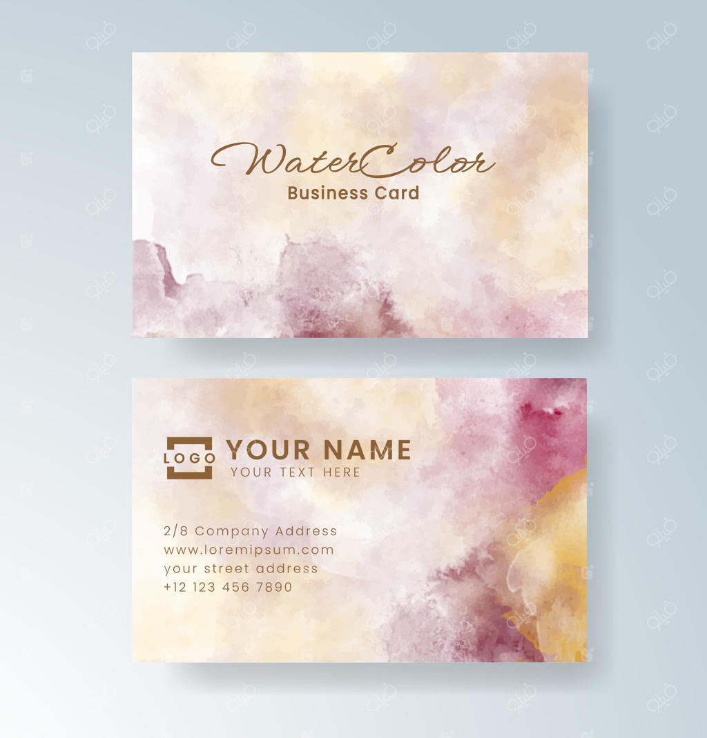 طراحی کارت ویزیت منحصربه‌فرد با ترکیب رنگ‌های آبرنگی ملایم.