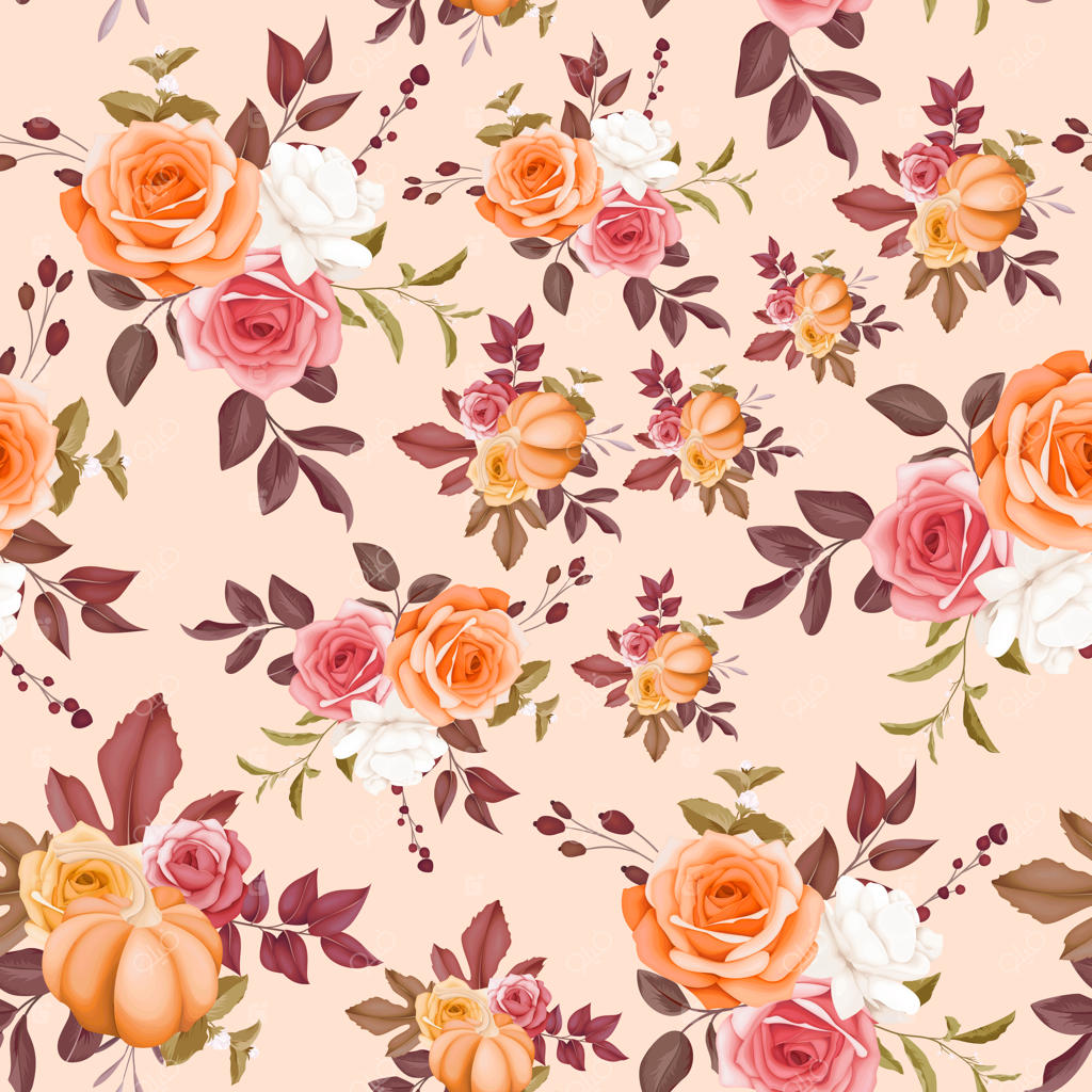 طرح بی‌وقفه گل‌ها و برگ‌های زیبا