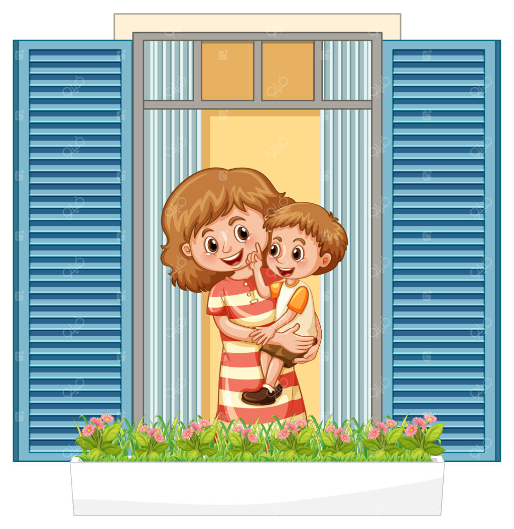 مادر و پسر روی بالکن ایستاده‌اند