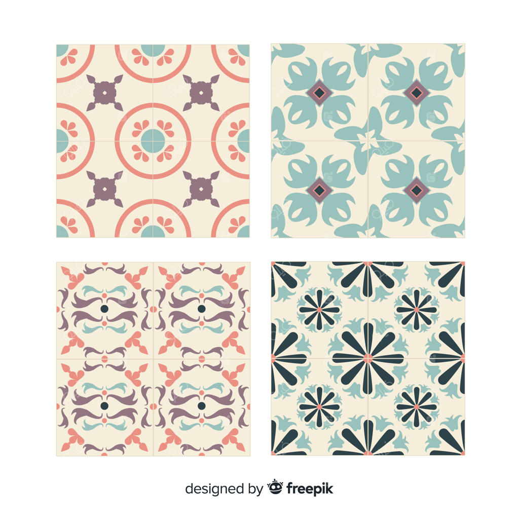 مجموعه چهار کاشی رترو