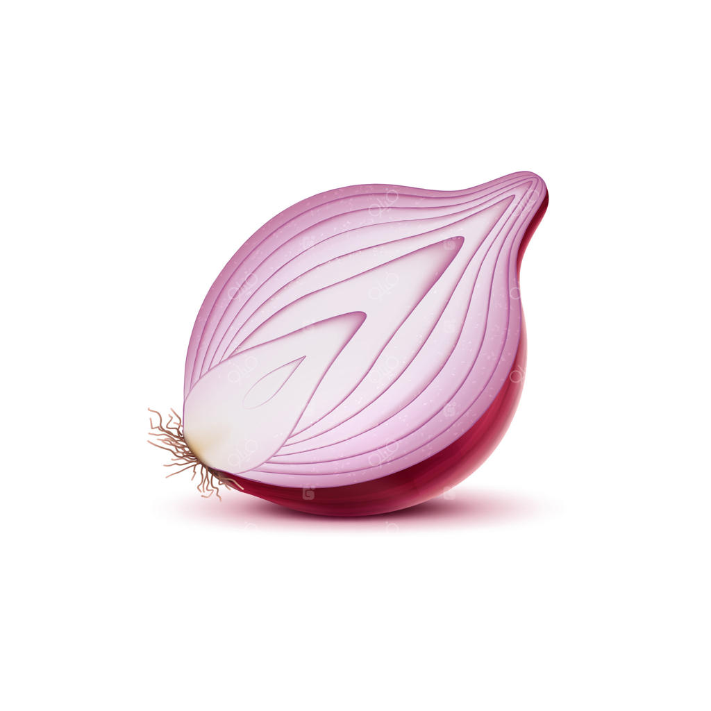 نیمه پیاز قرمز خام و واقعی