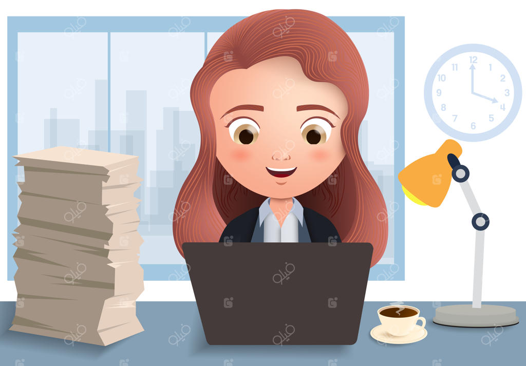 شخصیت برداری کارمند خانم در اضافه‌کاری: تایپ و کار در دفتر کار