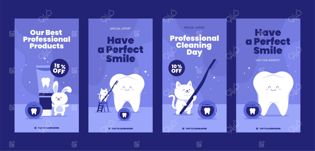 استوری‌های اینستاگرام کلینیک دندانپزشکی با طراحی دستی