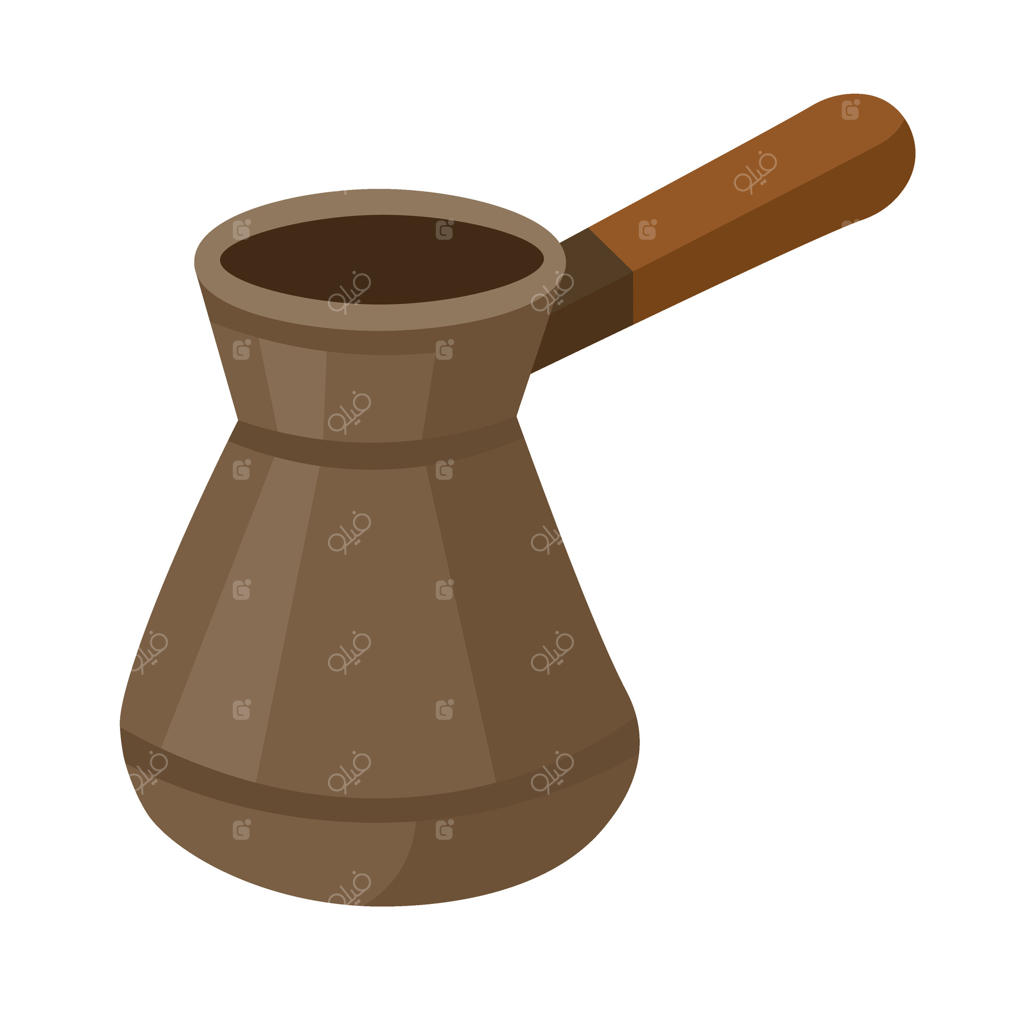 قهوه‌جوش جازوه با دسته، تصویر کارتونی زیبا برای کافه‌ها و آشپزخانه‌های سنتی.