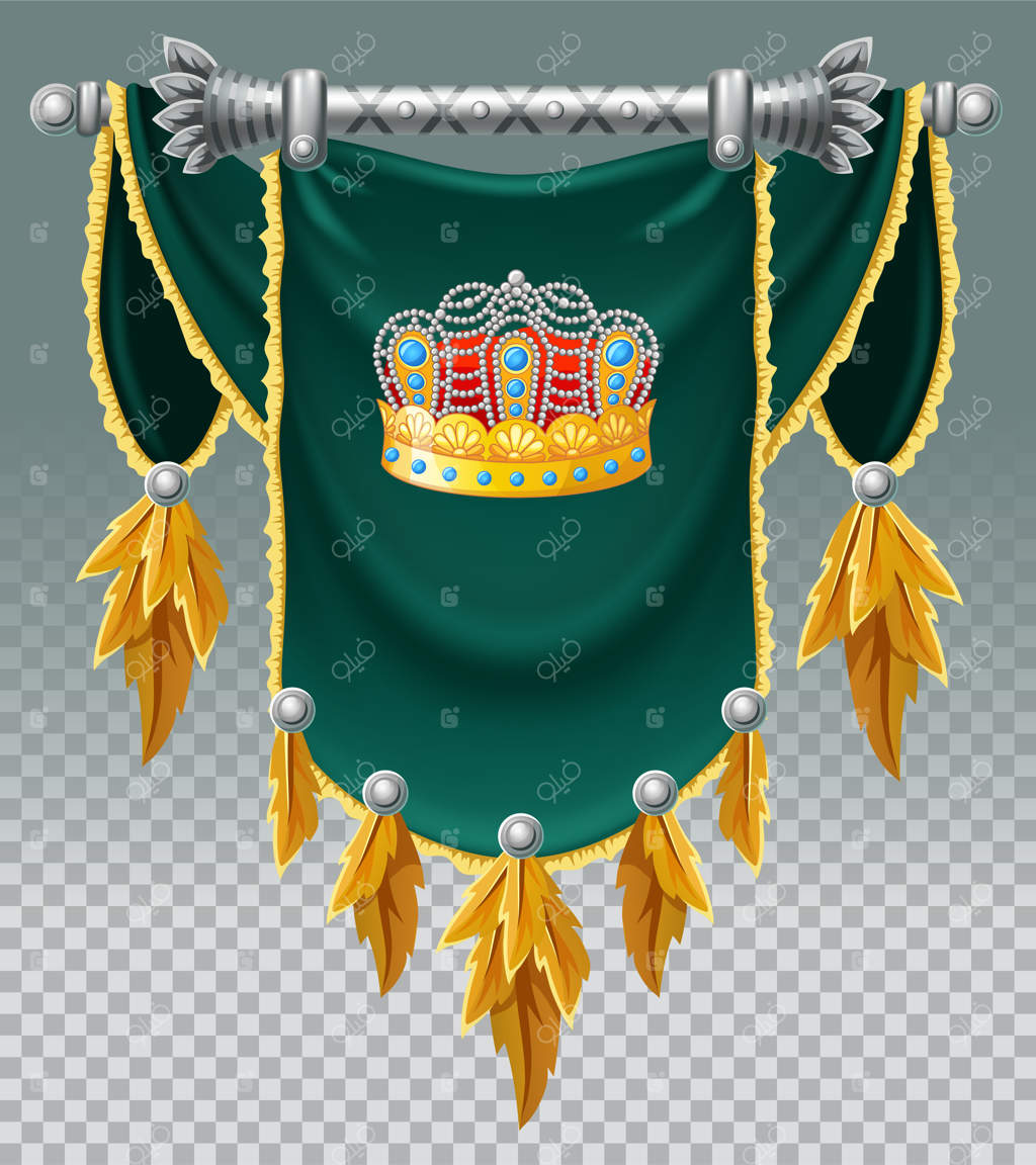 پرچم قرون وسطایی با تاج برای بازی.