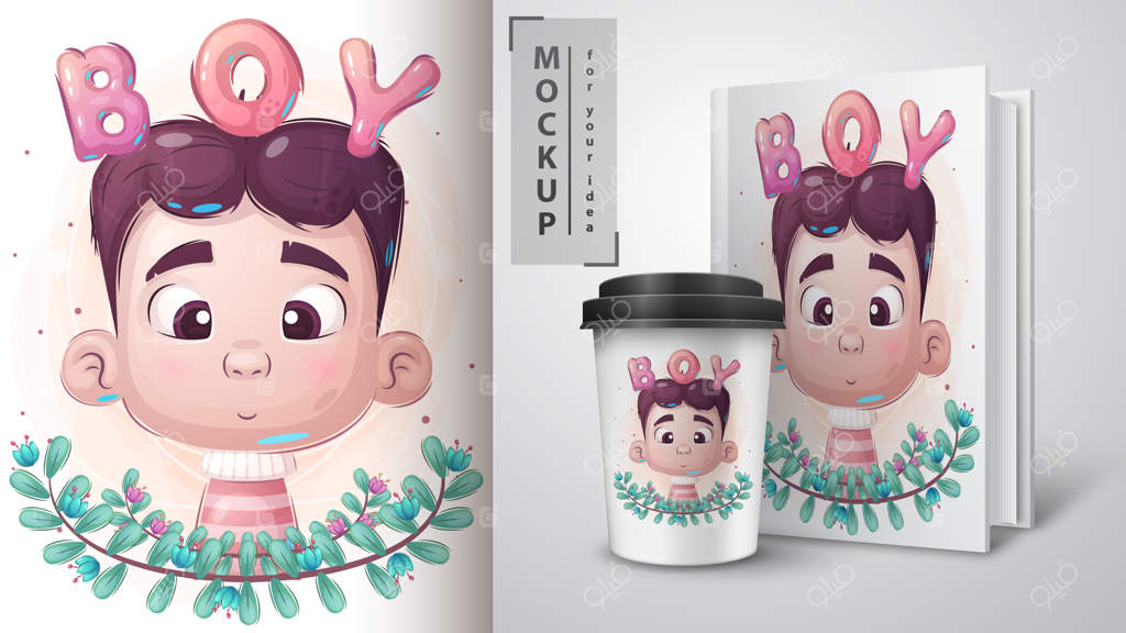 پوستر و محصولات تجاری پسر بچه کارتونی بامزه