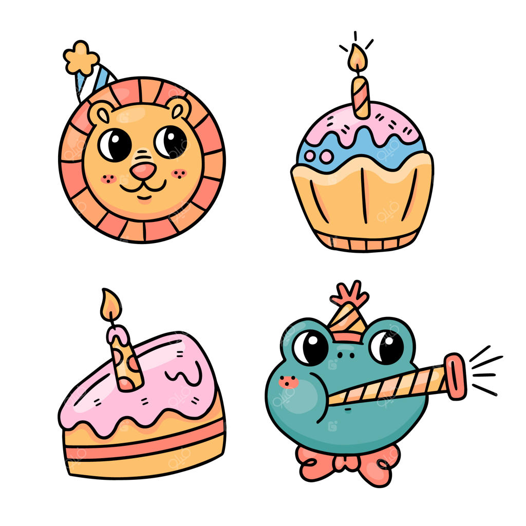 مجموعه استیکرهای تولد دست‌ساز