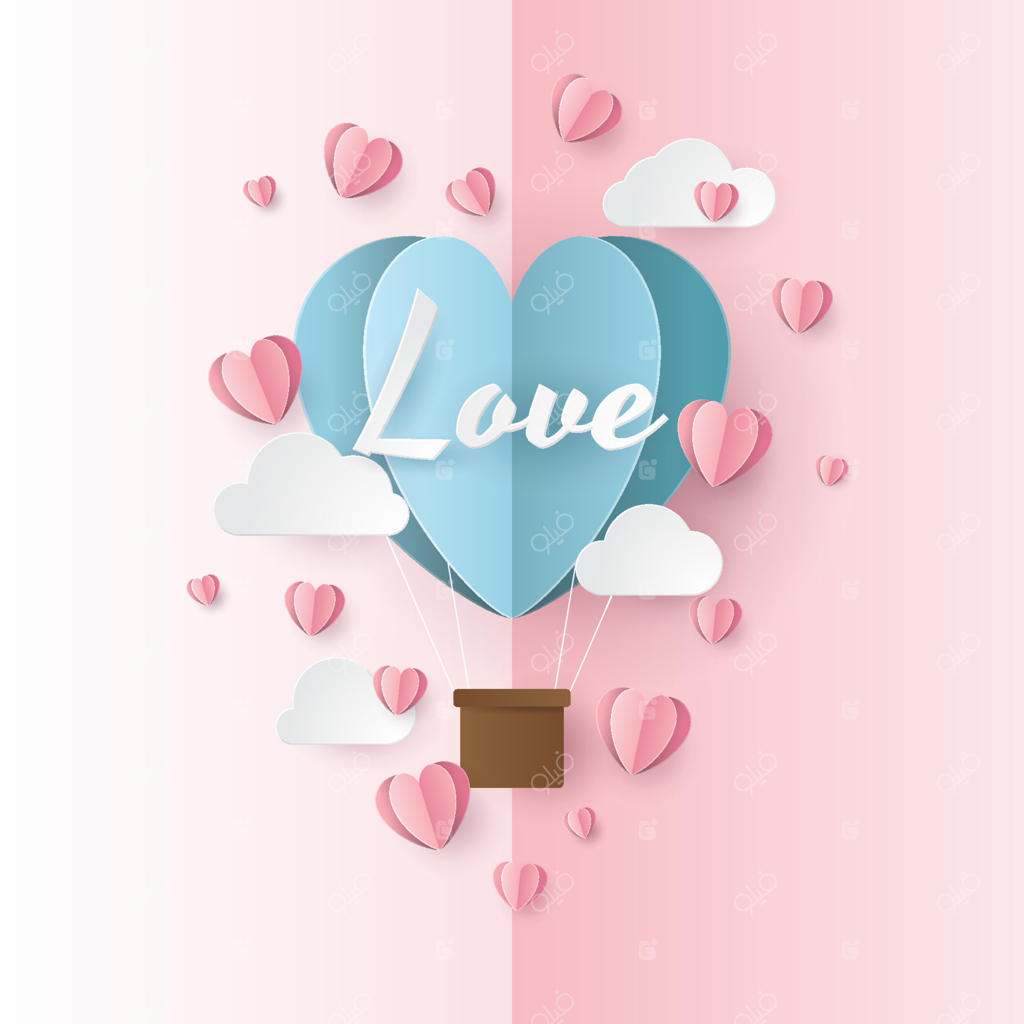 کارت تبریک روز ولنتاین. سبک برش کاغذی. طراحی وکتور