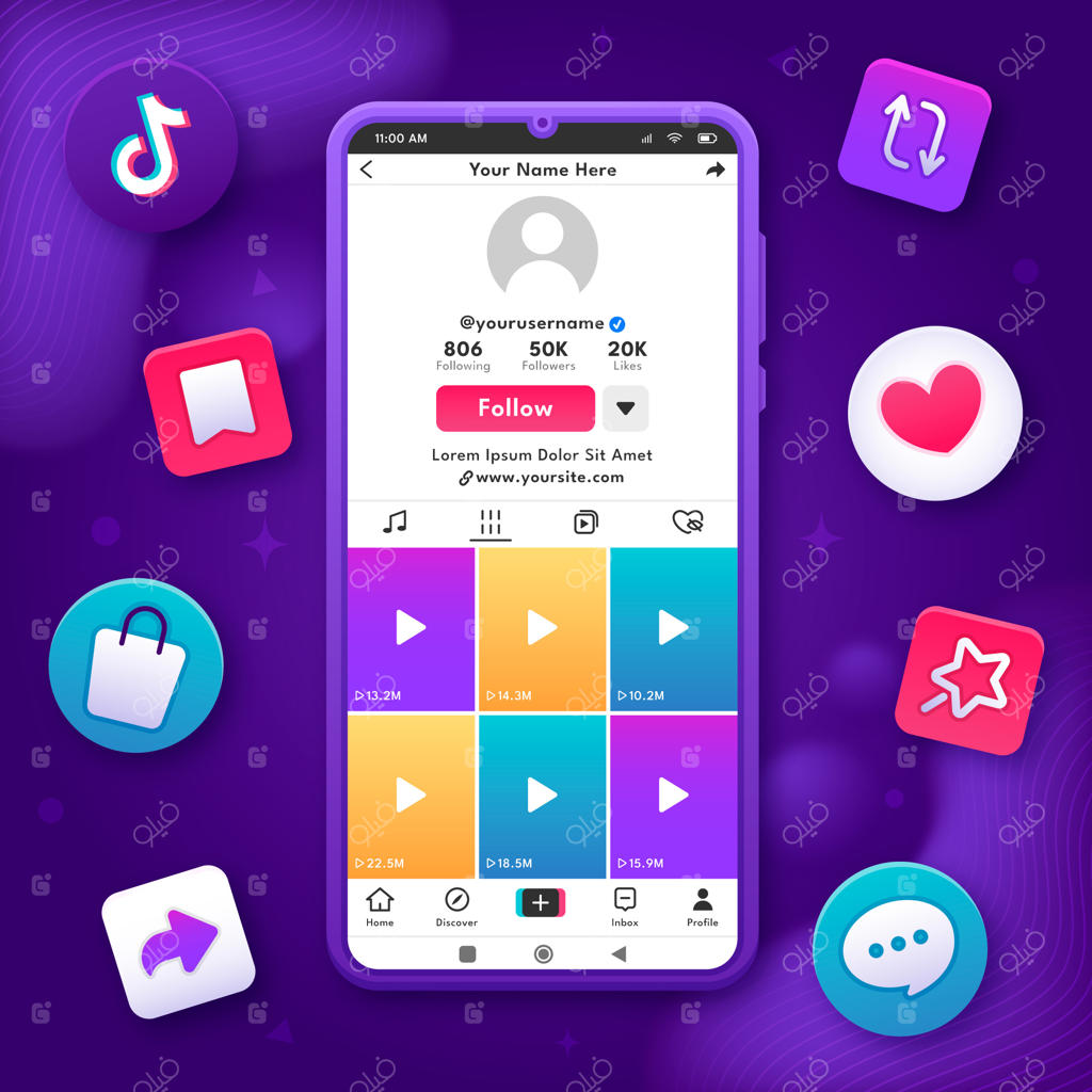 تصویرسازی ماکاپ اینستاگرام با گرادیانت رنگی