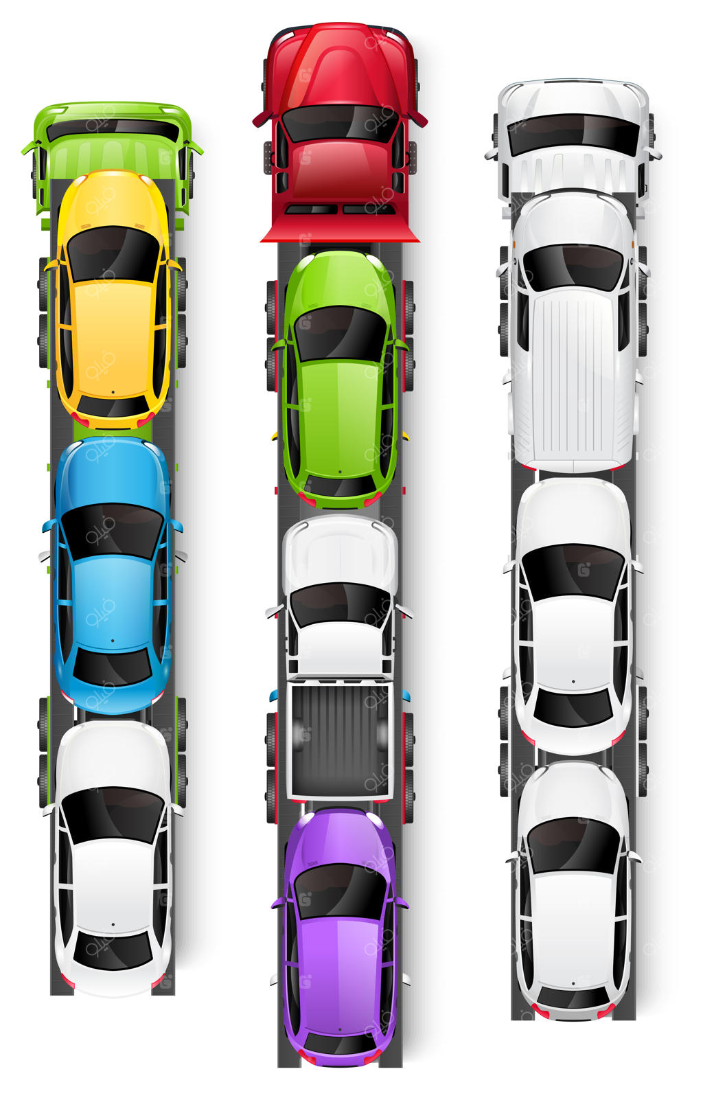 تصویر نقشه کامیون‌های حمل خودرو از بالا