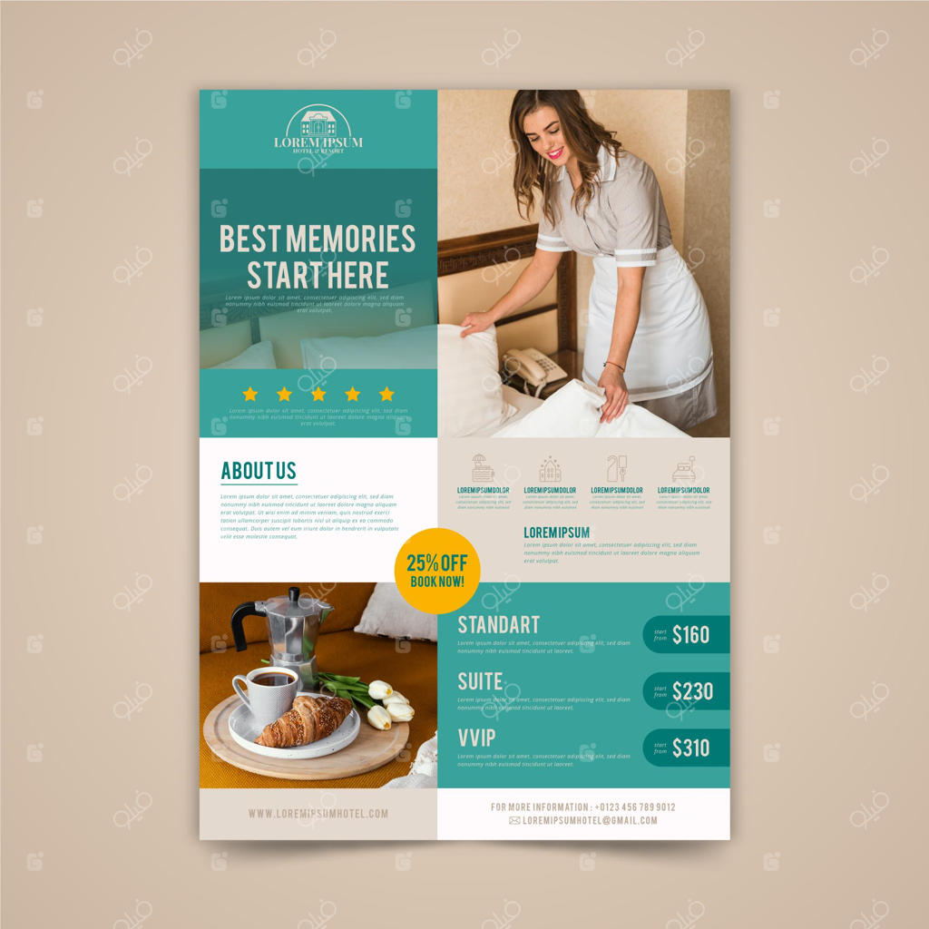 بروشور اطلاعات هتل با طراحی تخت و ساده