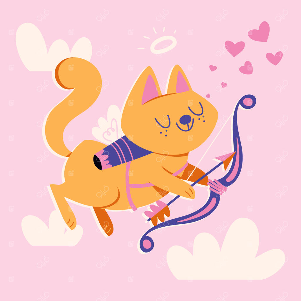 تصویرسازی فلت جشن روز ولنتاین