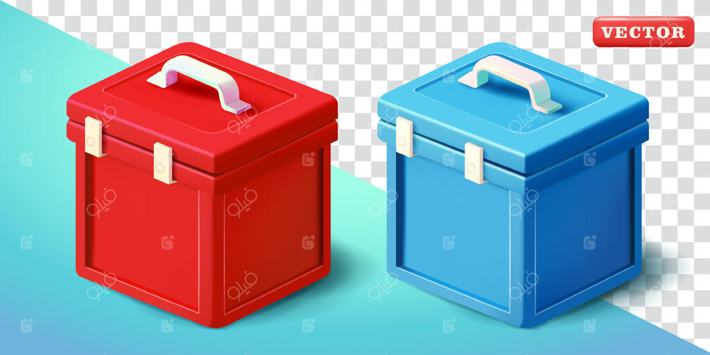 جعبه پلاستیکی دسته‌دار سه‌بعدی - مناسب برای عناصر طراحی