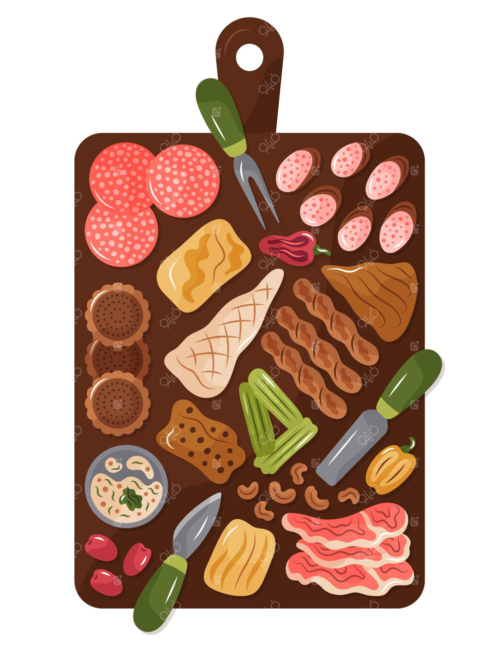 تصویرسازی تخته پنیر دست‌کشیده