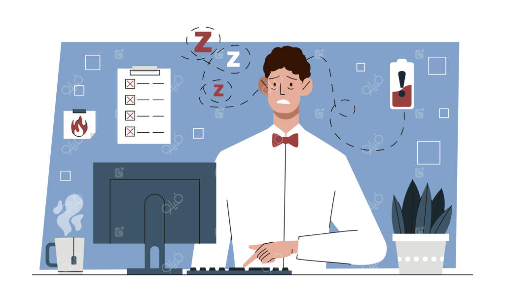 مرد خسته در حال کار