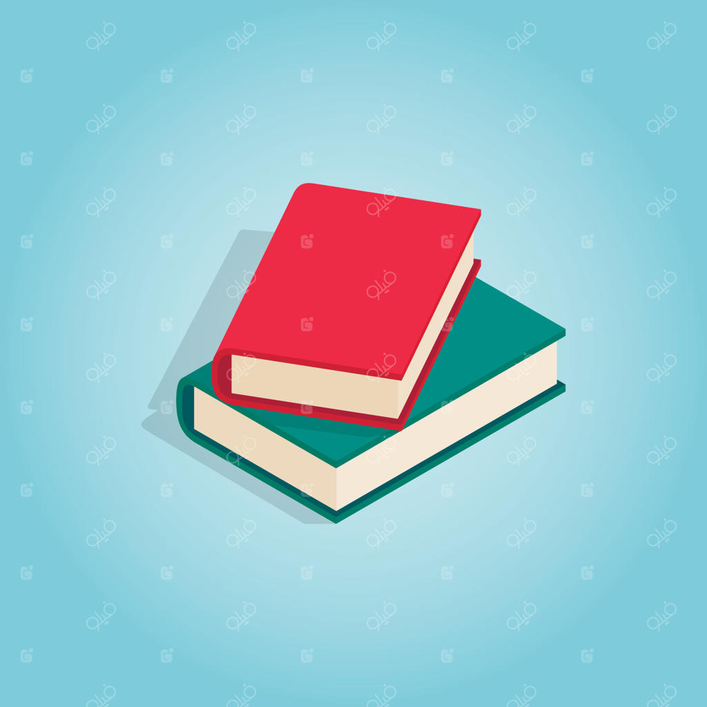 آیکون دو کتاب در سبک ایزومتریک سه‌بعدی