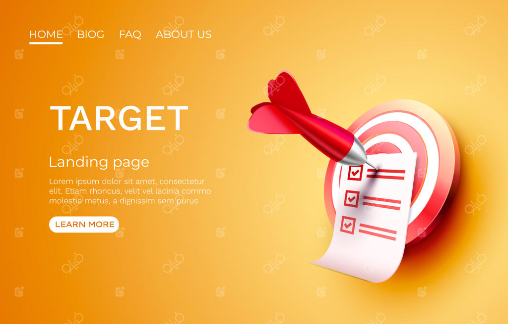 آیکون برداری بنر صفحه فرود کسب و کار Target