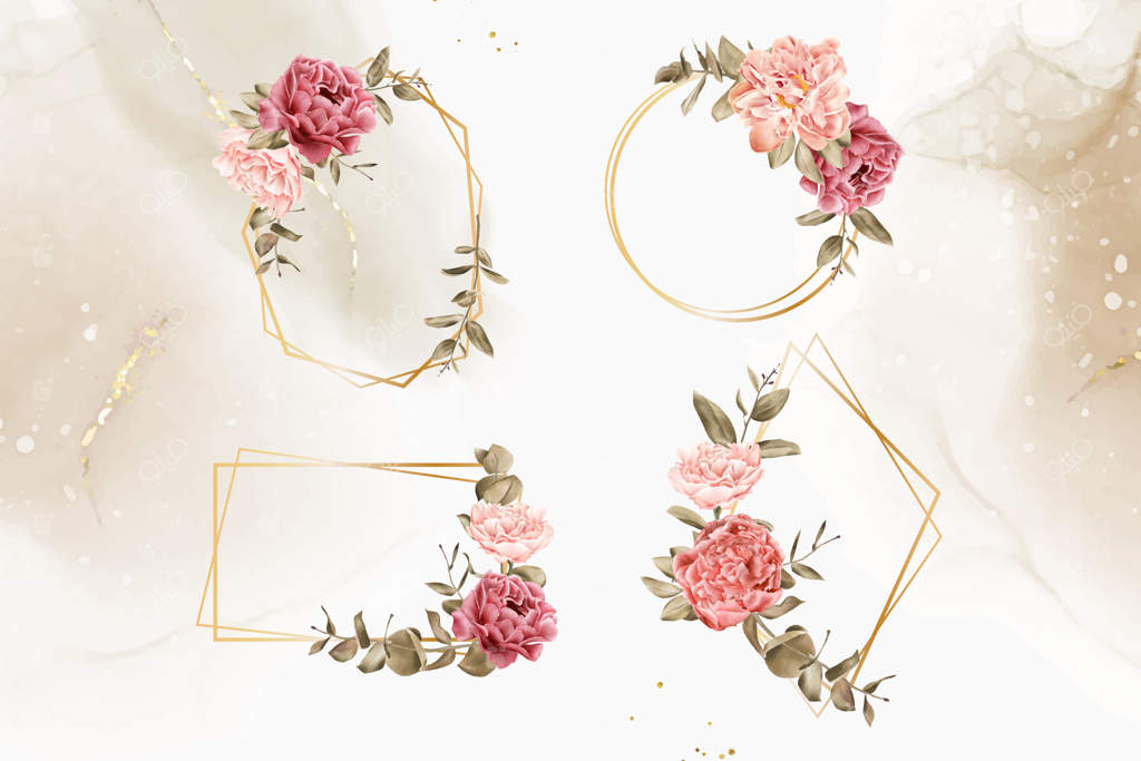 مجموعه طرح‌های قاب آبرنگی واقعی برای عروسی و کاربردهای چندمنظوره