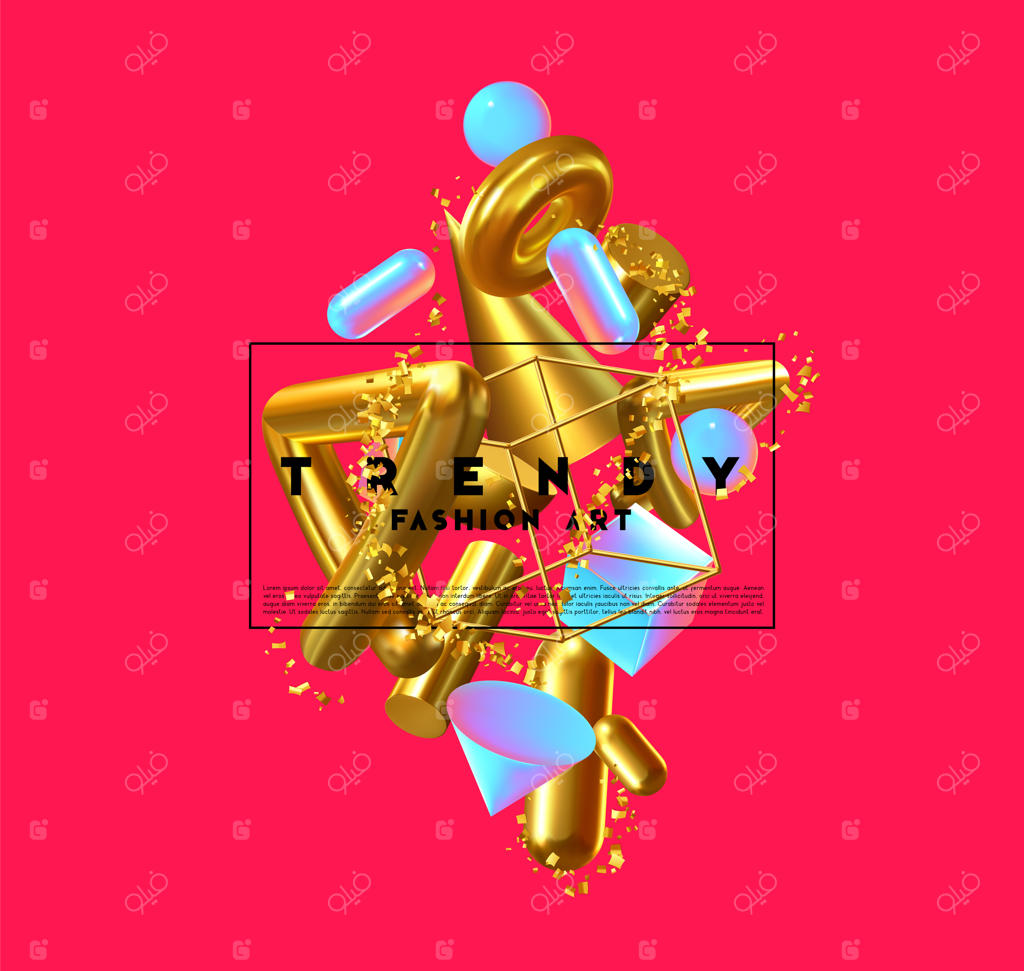 پوستر طراحی خلاقانه، هنر مینیمال وکتور مدرن. پس‌زمینه انتزاعی با اشکال سه‌بعدی. الگو با اشکال هندسی. عناصر ایزومتریک واقعی طراحی.