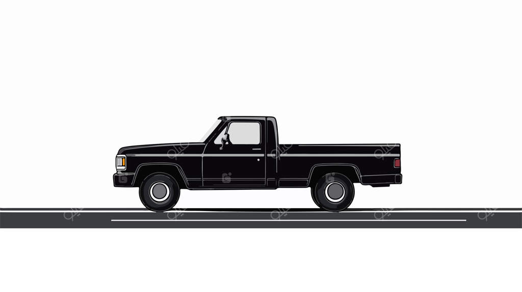 تصویر وکتور کامیون مشکی پویا در جاده