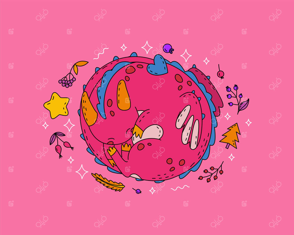 ترکیب بیضی با عناصر طبیعی تزئینی و نماد سال نو چینی 2024 اژدها یک شخصیت جذاب برای طراحی لباس کودکان و چاپ لوازم داخلی وکتور