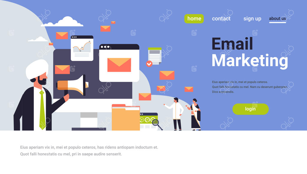 تاجر هندی با بنر بلندگو در دست