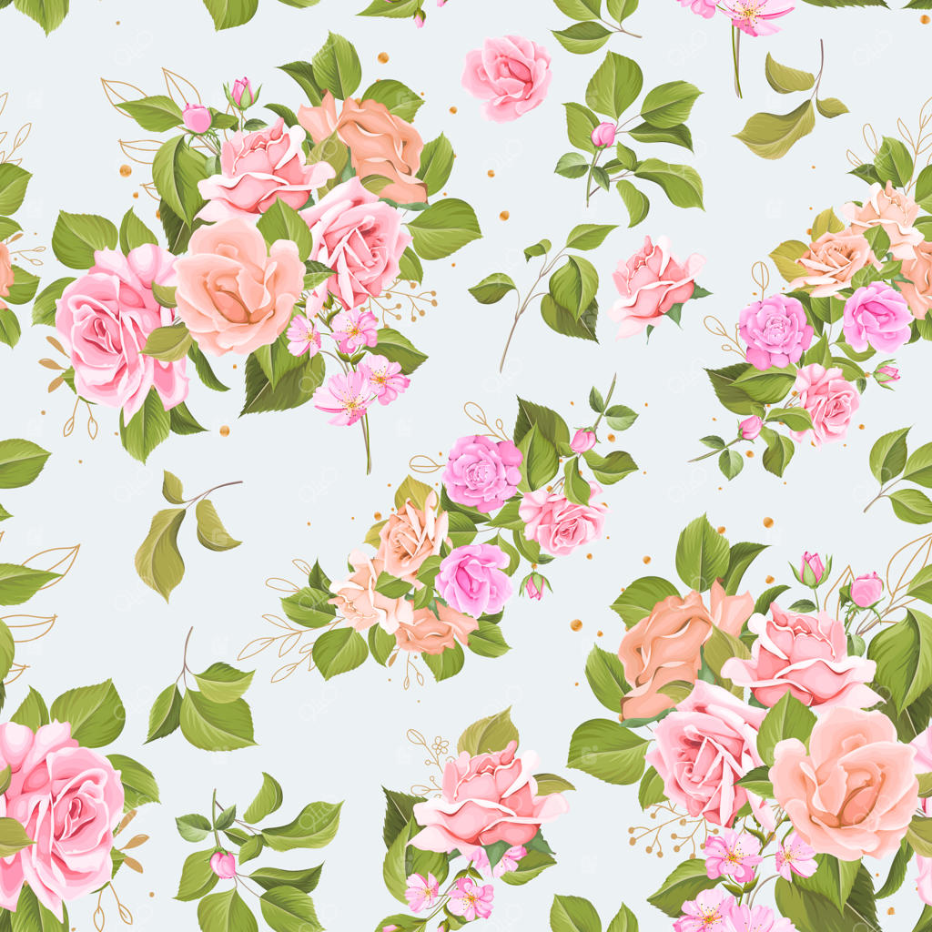 زمینه پترن بی‌وقفه گل‌های رز