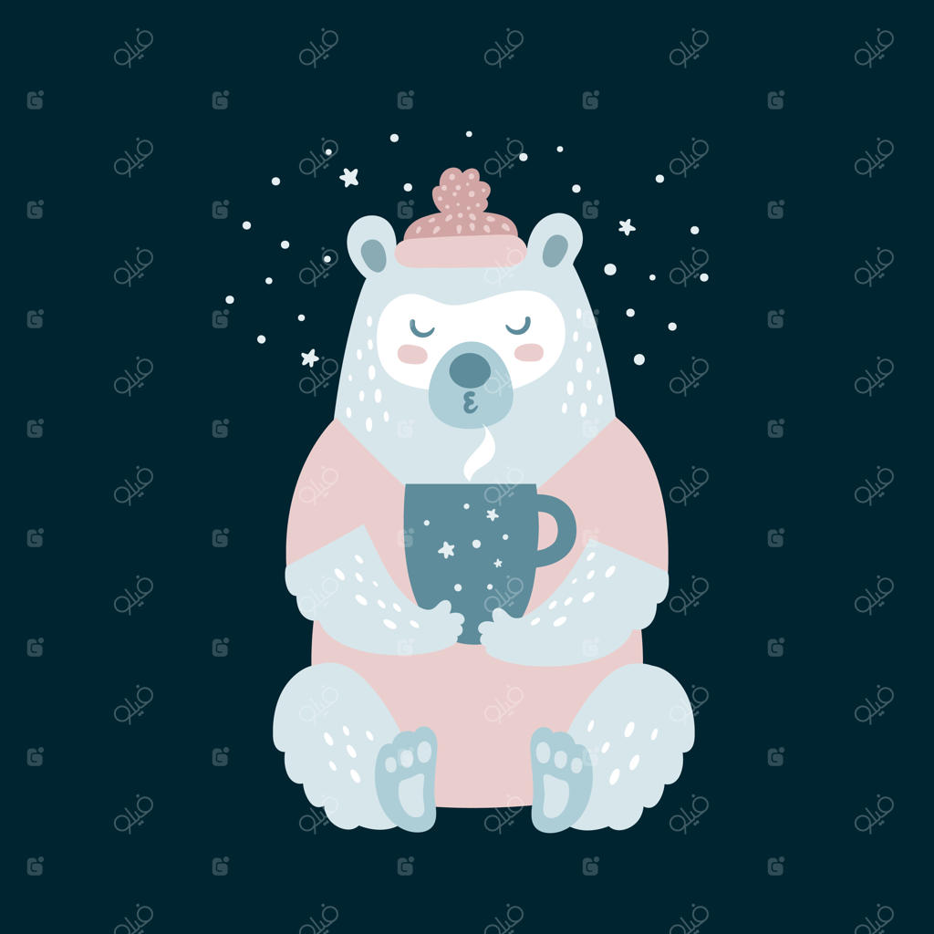 خرس بامزه با فنجان قهوه