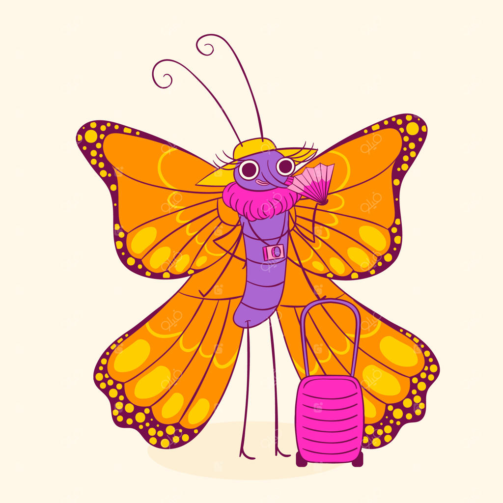 نقاشی کارتونی پروانه دست‌کشیده