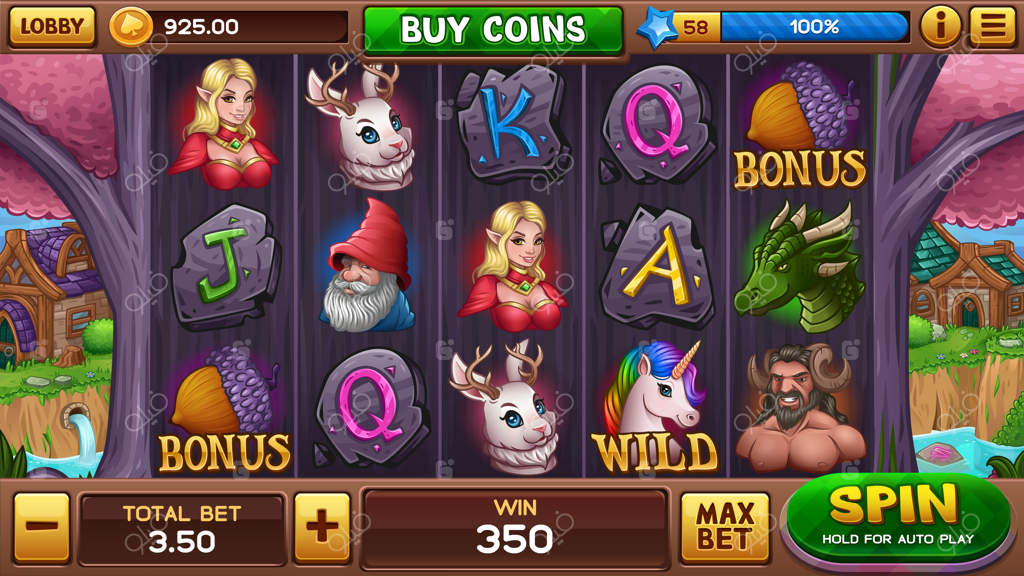 دره زیبا و افسون‌شده با درخت جادویی بنفش و نمادهای بازی