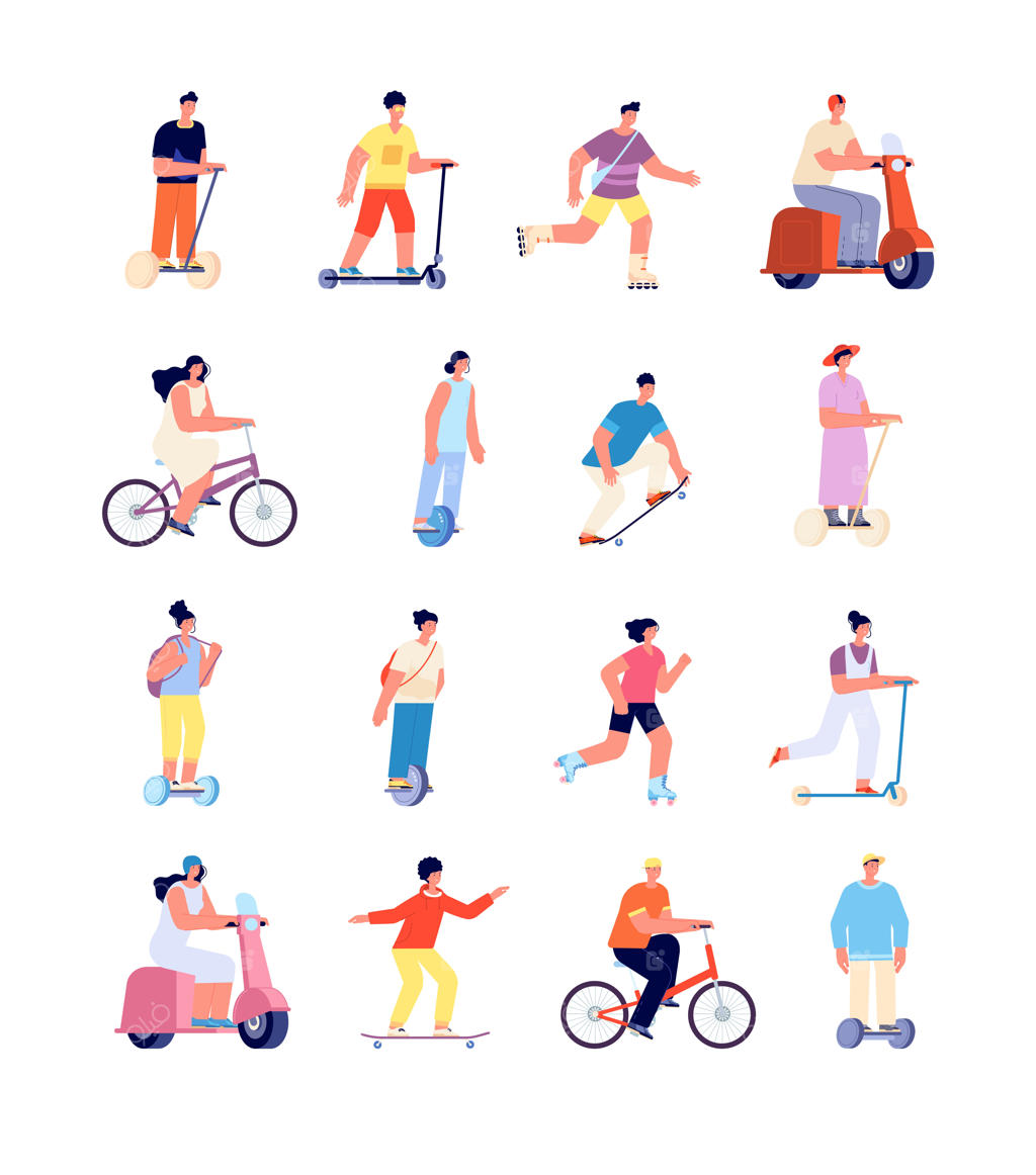 شخصیت‌های کارتونی: دوچرخه‌سواری، موتورسیکلت برقی و سبک زندگی شهری