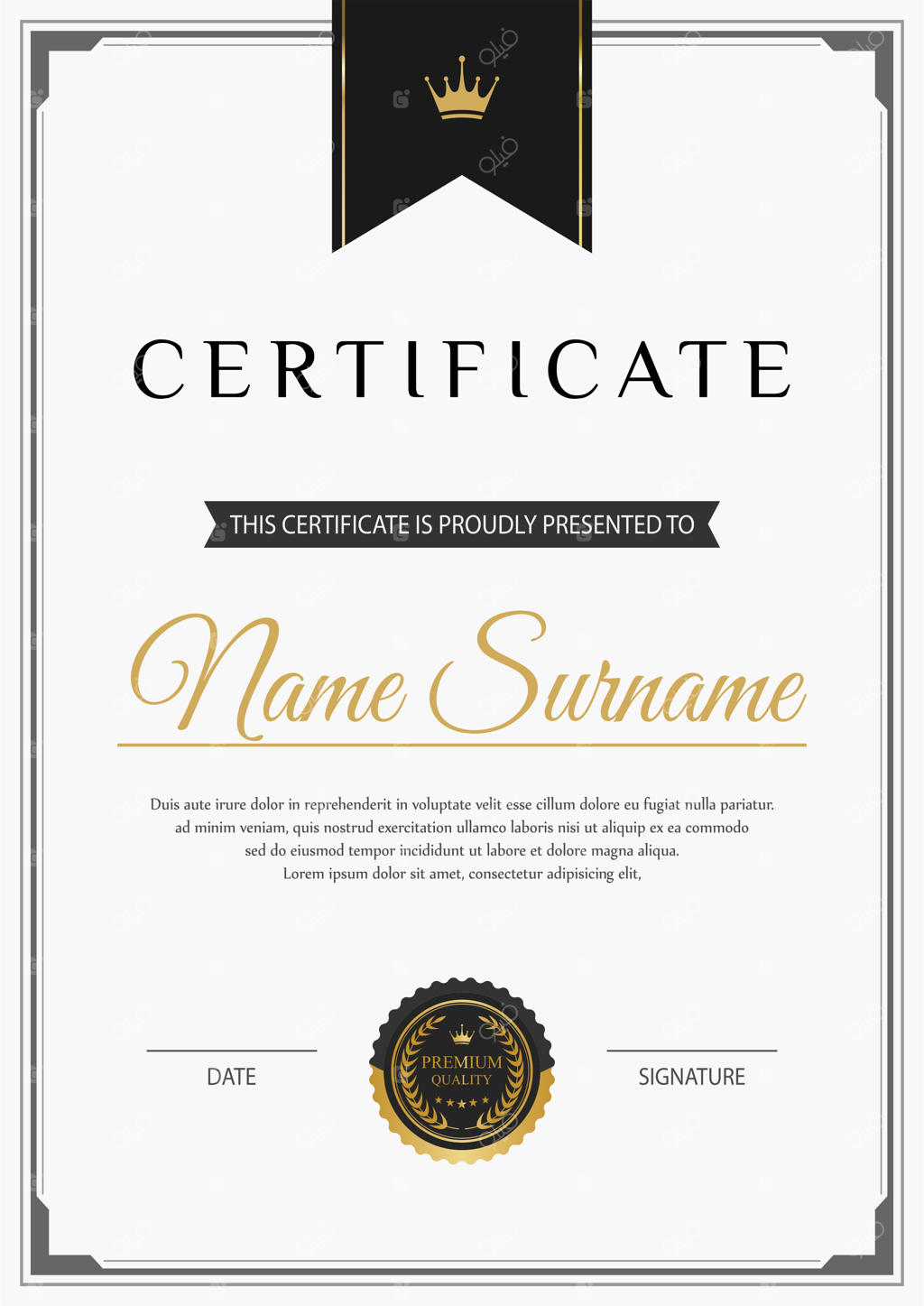 قالب وکتور گواهی موفقیت و لوح تقدیر لوکس، مدرن و شیک