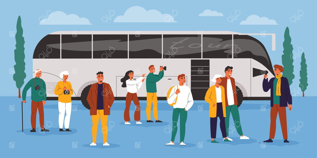 تصویر ساده از یک اتوبوس توریستی