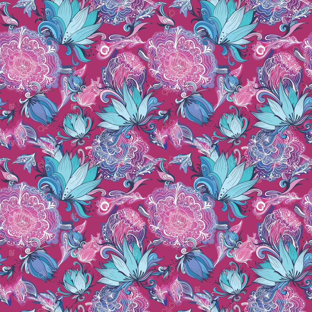 بافت عاشقانه گل‌های دست‌کشیده روی زمینه گل‌سرخ