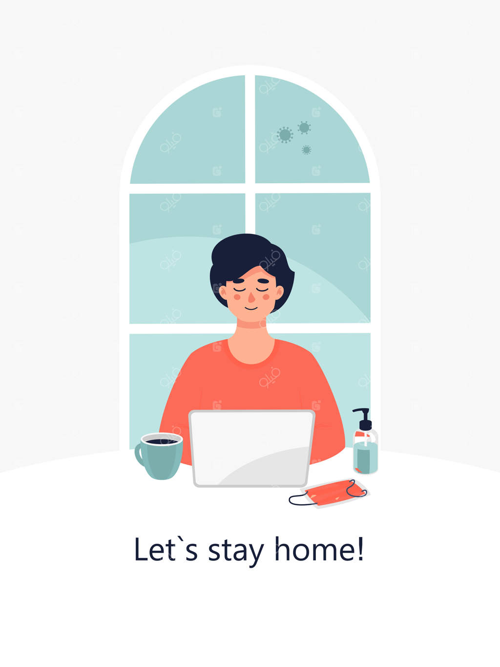 مرد وکتور در خانه با لپ‌تاپ پشت میز کار می‌کند