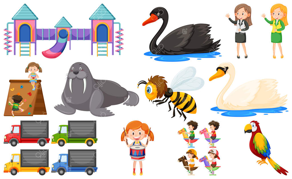 مجموعه‌ای از کودکان بامزه و اشیا