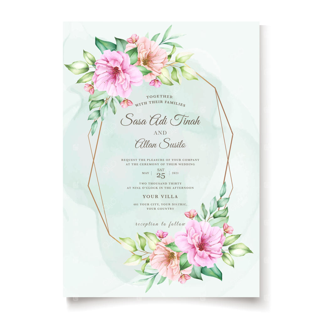 پترن کارت دعوت شکوفه‌های گیلاس زیبا